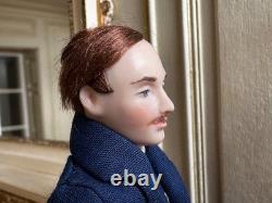 Dolls house miniature 112 ARTISAN handsome gentleman doll by JILL BENNETT