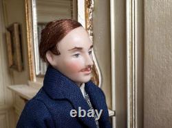 Dolls house miniature 112 ARTISAN handsome gentleman doll by JILL BENNETT