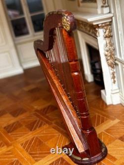 Dolls house miniature 112 ARTISAN harp by BRIAN MASTERS