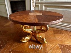 Dolls house miniature 112 ARTISAN inlaid round mahogany dolphin table