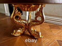 Dolls house miniature 112 ARTISAN inlaid round mahogany dolphin table