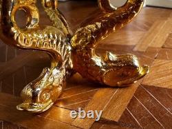 Dolls house miniature 112 ARTISAN inlaid round mahogany dolphin table Dolls house miniature 112 ARTISAN inlaid round mahogany dolphin table