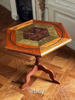 Dolls house miniature 112 ARTISAN inlaid tilt-top table by J L COOPER