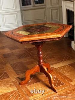 Dolls house miniature 112 ARTISAN inlaid tilt-top table by J L COOPER