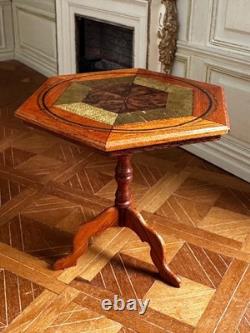 Dolls house miniature 112 ARTISAN inlaid tilt-top table by J L COOPER
