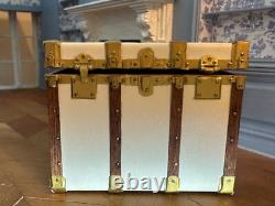 Dolls house miniature 112 ARTISAN ivory leather trunk by JOSE GOMEZ