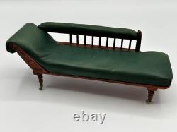 Dolls house miniature 112 ARTISAN leather chaise longue