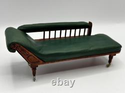 Dolls house miniature 112 ARTISAN leather chaise longue