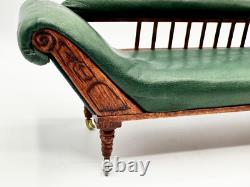 Dolls house miniature 112 ARTISAN leather chaise longue