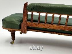 Dolls house miniature 112 ARTISAN leather chaise longue