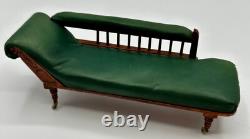 Dolls house miniature 112 ARTISAN leather chaise longue