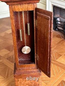Dolls house miniature 112 ARTISAN longcase clock by DENNIS JENVEY 2001