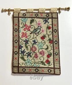 Dolls house miniature 112 ARTISAN needlepoint wall hanging + fixings SIGNED