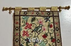 Dolls house miniature 112 ARTISAN needlepoint wall hanging + fixings SIGNED