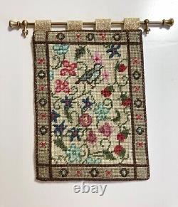 Dolls house miniature 112 ARTISAN needlepoint wall hanging + fixings SIGNED