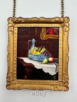 Dolls house miniature 112 ARTISAN original still life oil painting SIGNED