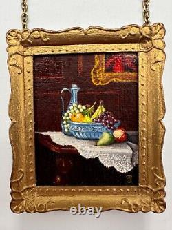 Dolls house miniature 112 ARTISAN original still life oil painting SIGNED