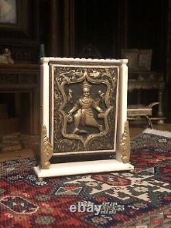 Dolls house miniature 112 ARTISAN ox bone and bronze Fire Screen by David Evans