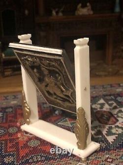 Dolls house miniature 112 ARTISAN ox bone and bronze Fire Screen by David Evans