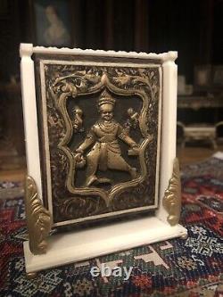 Dolls house miniature 112 ARTISAN ox bone and bronze Fire Screen by David Evans