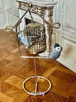 Dolls house miniature 112 ARTISAN parrots in cage