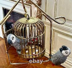 Dolls house miniature 112 ARTISAN parrots in cage