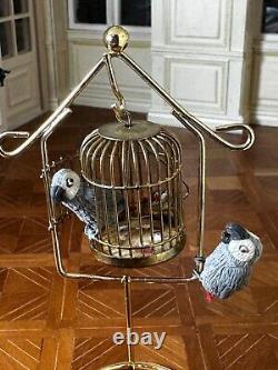 Dolls house miniature 112 ARTISAN parrots in cage