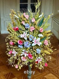 Dolls house miniature 112 ARTISAN pedestal flower arrangement
