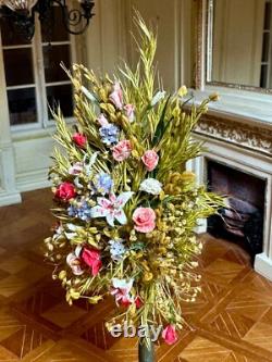 Dolls house miniature 112 ARTISAN pedestal flower arrangement