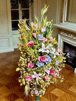 Dolls house miniature 112 ARTISAN pedestal flower arrangement