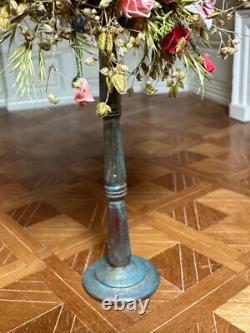 Dolls house miniature 112 ARTISAN pedestal flower arrangement