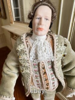 Dolls house miniature 112 ARTISAN porcelain Georgian gentleman doll POSEABLE