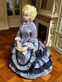 Dolls house miniature 112 ARTISAN porcelain Victorian lady doll POSEABLE