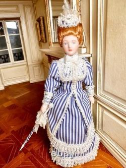 Dolls house miniature 112 ARTISAN porcelain Victorian lady doll by ANN LUCAS