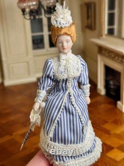 Dolls house miniature 112 ARTISAN porcelain Victorian lady doll by ANN LUCAS