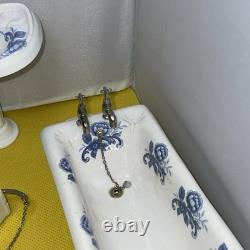 Dolls house miniature 112 ARTISAN porcelain bath room set by LENHAM POTTERY