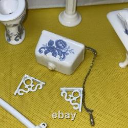 Dolls house miniature 112 ARTISAN porcelain bath room set by LENHAM POTTERY