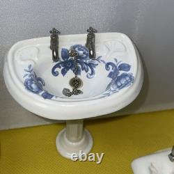 Dolls house miniature 112 ARTISAN porcelain bath room set by LENHAM POTTERY