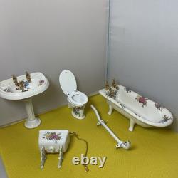 Dolls house miniature 112 ARTISAN porcelain bath set by LENHAM POTTERY