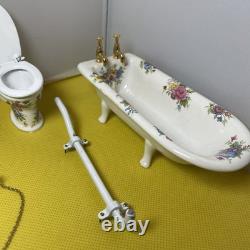 Dolls house miniature 112 ARTISAN porcelain bath set by LENHAM POTTERY