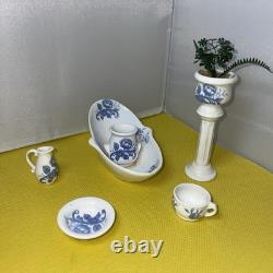 Dolls house miniature 112 ARTISAN porcelain bedroom set by LENHAM POTTERY
