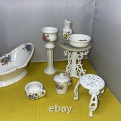 Dolls house miniature 112 ARTISAN porcelain bedroom set by LENHAM POTTERY
