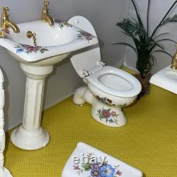 Dolls house miniature 112 ARTISAN porcelain bedroom set by LENHAM POTTERY