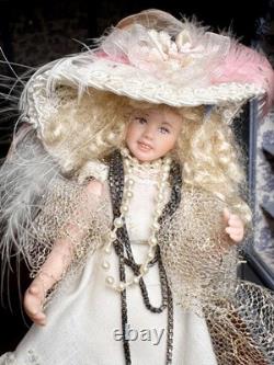 Dolls house miniature 112 ARTISAN pretty porcelain girl doll playing dress-up