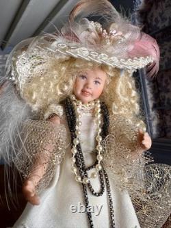 Dolls house miniature 112 ARTISAN pretty porcelain girl doll playing dress-up