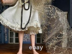 Dolls house miniature 112 ARTISAN pretty porcelain girl doll playing dress-up