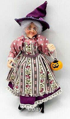 Dolls house miniature 112 ARTISAN purple lady witch doll FULL POSEABLE