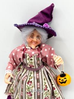 Dolls house miniature 112 ARTISAN purple lady witch doll FULL POSEABLE