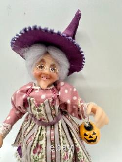 Dolls house miniature 112 ARTISAN purple lady witch doll FULL POSEABLE