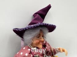 Dolls house miniature 112 ARTISAN purple lady witch doll FULL POSEABLE